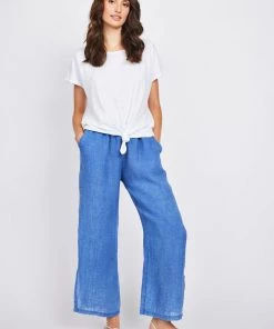 Pistache Tie Front Slub Cotton T-shirt