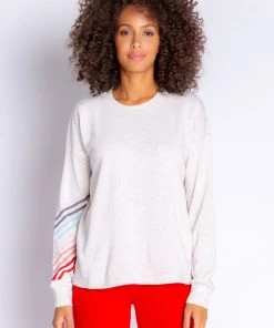 PJ Salvage Happy Vibes Stripes Long Sleeve Top