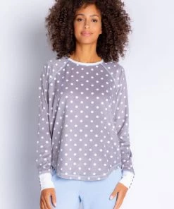 PJ Salvage Winter Woods Dots Long Sleeve Top