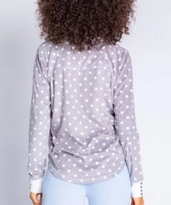 PJ Salvage Winter Woods Dots Long Sleeve Top