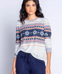 PJ Salvage Let's Get Toasty Fair Isle Long Sleeve Top