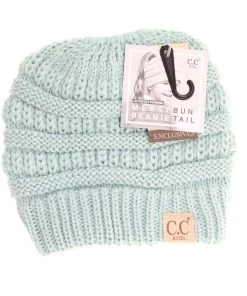 Youth C.C Kids Solid Classic Messy Bun Beanie