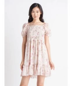 Black Tape_ Women Black Tape Smocked Tiered Mini Dress