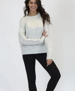 Lyla + Luxe Tanya Round Neck Ribbed Cuff Sweater Women