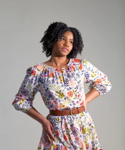 Women Velvet Printed Cotton Voile Short Dress