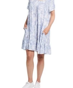 Tribal Short Sleeve Smocked Dress