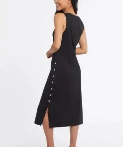 Tribal Sleeveless Dress With Side Snaps Detail