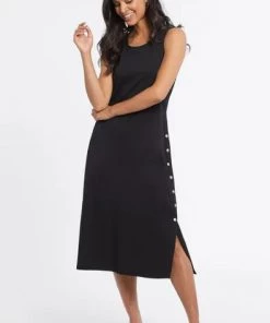 Tribal Sleeveless Dress With Side Snaps Detail