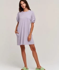 Velvet Cotton Slub Short Sleeve Dress