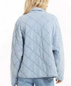 Z Supply Women's Maya Knit Denim Quilted Jacket