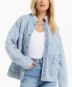 Z Supply Women's Maya Knit Denim Quilted Jacket