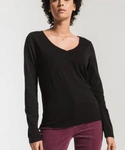 Z Supply The Perfect Long Sleeve V-Neck Tee