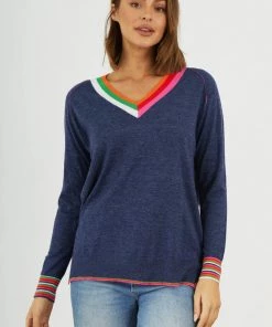 Zaket & Plover Stripe V Sweater Women