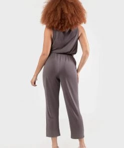 Women Dex Sueded Jersey Belted Wrap Jumpsuit