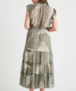 Black Tape_ Black Tape Ruffled Sleeve Tiered Maxi Dress