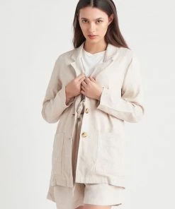 Black Tape_ Women's Outerwear Black Tape Linen Blazer