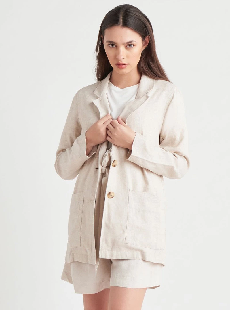 Black Tape_ Women's Outerwear Black Tape Linen Blazer 3 Black Tape_ Women's Outerwear Black Tape Linen Blazer