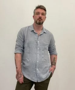 Velvet Men's Woven Linen Long Sleeve Shirt