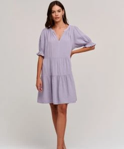 Velvet Cotton Gauze Dress With Ruffle Women