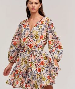 Women Velvet Printed Cotton Voile Short Dress