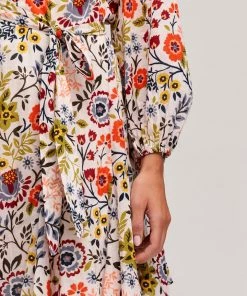 Women Velvet Printed Cotton Voile Short Dress