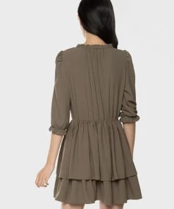 Black Tape_ Black Tape Smocked Tiered Satin Mini Dress Women