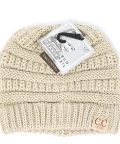 Youth C.C Kids Solid Classic Messy Bun Beanie