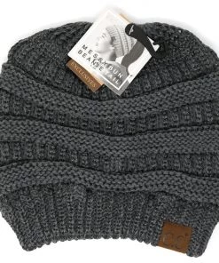 C.C Women's Metallic Messy Bun Beanie Accessories