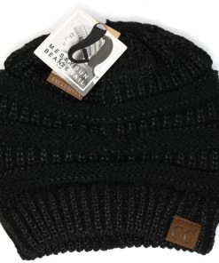 C.C Women's Metallic Messy Bun Beanie Accessories