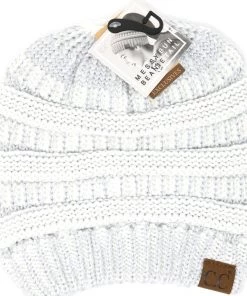 C.C Women's Metallic Messy Bun Beanie Accessories