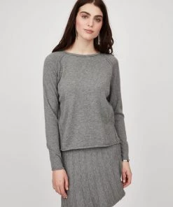 Pistache Raw Edge Crew Neck Sweater