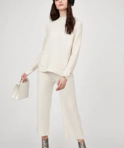 Pistache Zippered Back Sweater W/ Patch Pockets