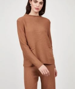Pistache Zippered Back Sweater W/ Patch Pockets