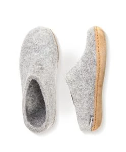 GLERUPS CANADA Glerups Open Heel Slipper - Leather - Grey
