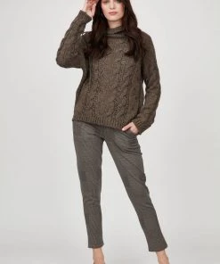 Pistache Cableknit Funnel Neck Sweater
