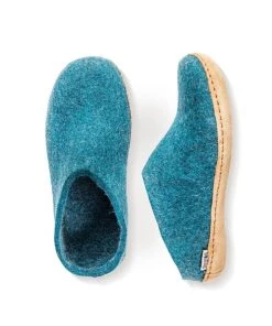 GLERUPS CANADA Glerups Open Heel Slipper - Leather - Petrol