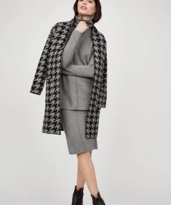 Pistache Houndstooth Knit Coat