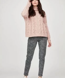 Pistache Cableknit Funnel Neck Sweater