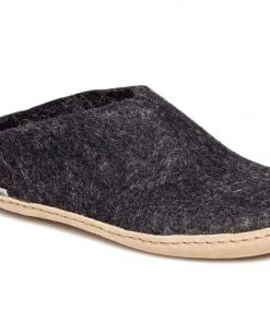 GLERUPS CANADA Glerups Open Heel Slipper - Leather - Charcoal