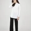 Pistache Classic Cotton Blouse W/ Back Pleat