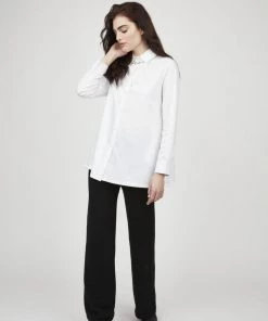 Pistache Classic Cotton Blouse W/ Back Pleat