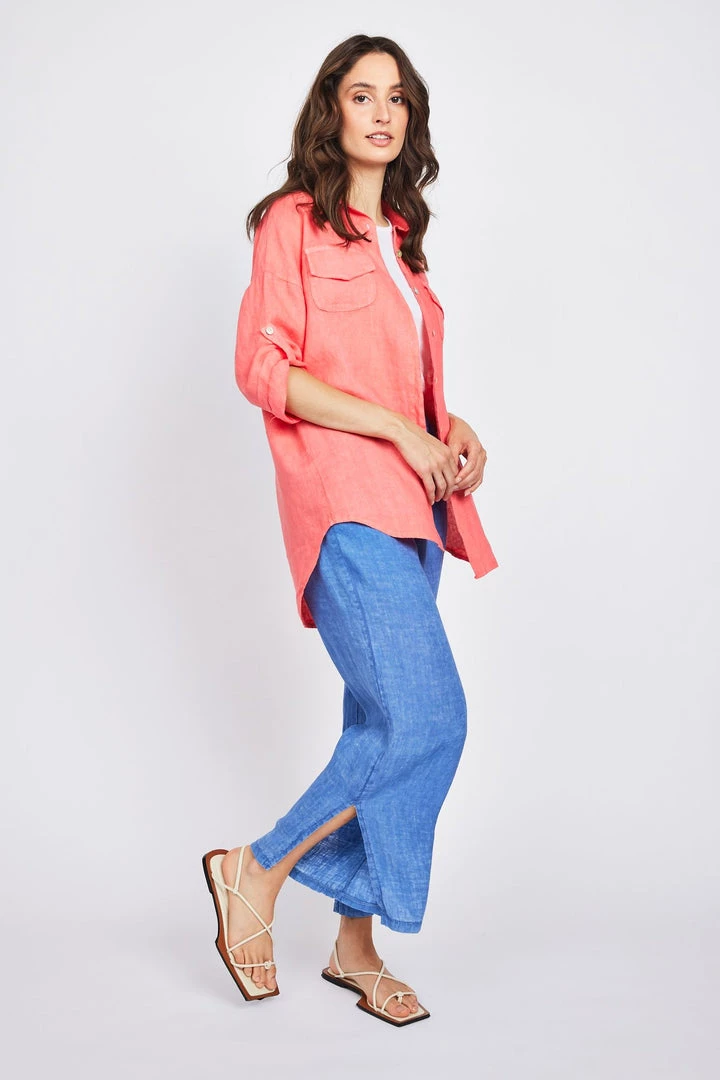 Pistache Double Pocket Linen Blouse 6 Pistache Double Pocket Linen Blouse