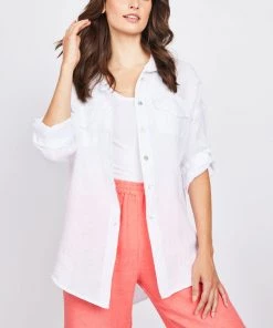 Pistache Double Pocket Linen Blouse 16 Pistache Double Pocket Linen Blouse