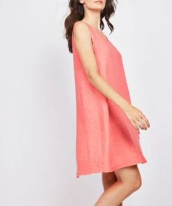 Pistache Linen V-Neck Dress
