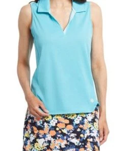 Tribal Sleeveless Polo With Stripe Trim