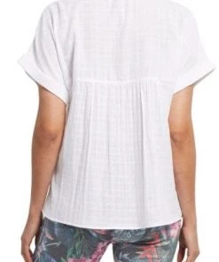 Tribal Dolman Blouse With Rolled Cuff