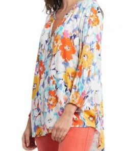 Tribal 3/4 Smocked Sleeve Blouse