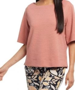 Tribal Boat Neck Elbow Sleeve Top