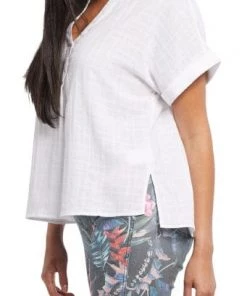 Tribal Dolman Blouse With Rolled Cuff