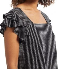 Tribal Short Sleeve Square Neck Top